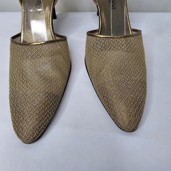 Yves Saint Laurent Luxor Night Metal Mesh Gold Ankle Strap Heels Size 8.5 - Picture 5 of 14